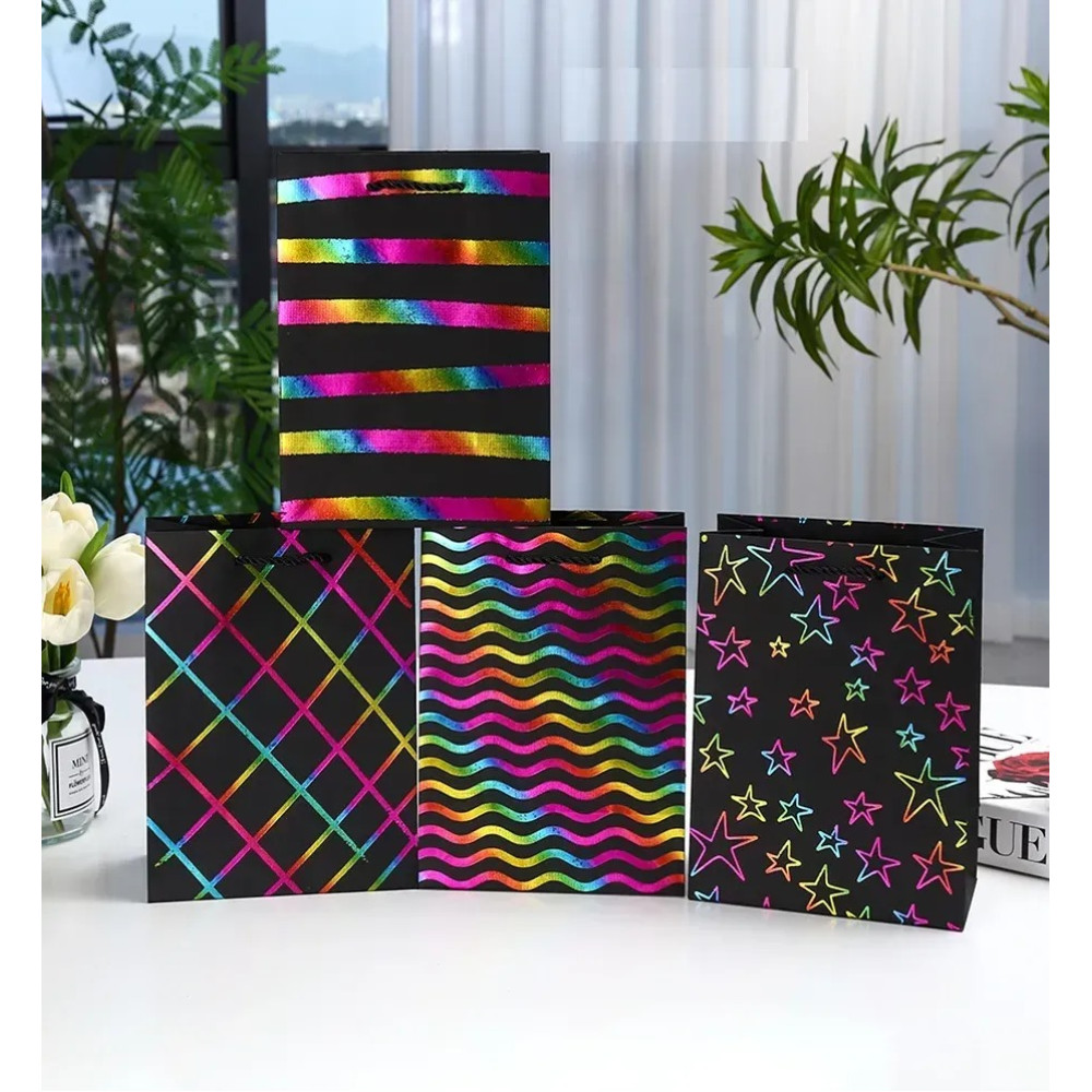 Пакет подарунковий "Чорний з голограмою" Великий (L 41,5х30х12см) 15043