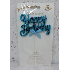 Топпер для торта Happy Birthday Синій каліграфія 15081