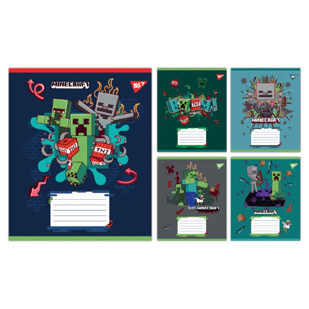 Зошит учнівський шкільний Yes Minecraft Heroes А5 12 аркушів клітинка 767576