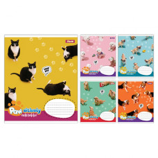 Зошит учнівський шкільний 1 Вересня Pawsitively А5 12 аркушів коса лінія 768237