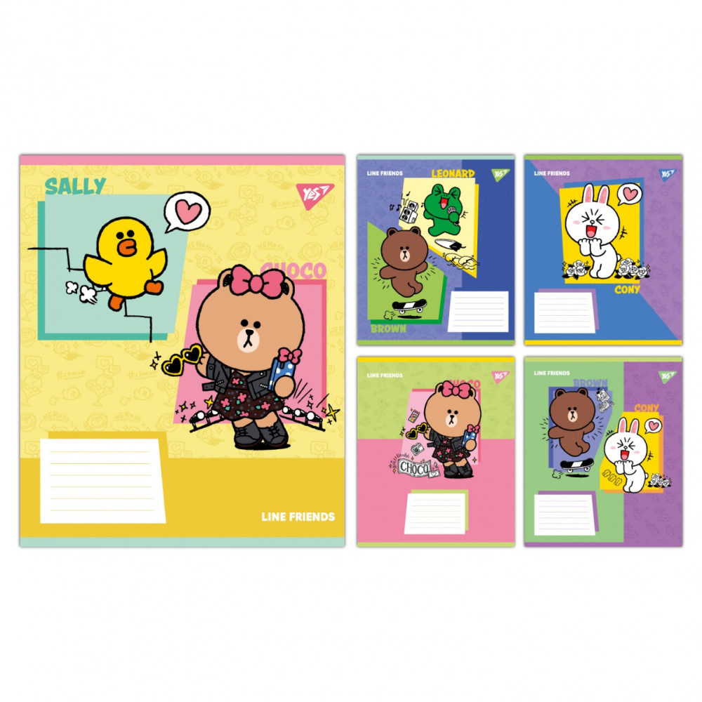 Зошит учнівський шкільний Yes Line Friends Funny А5 12 аркушів коса лінія 767640