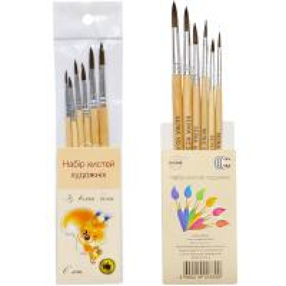 Набір пензликів "Білка" 6 штук "C" 89602
