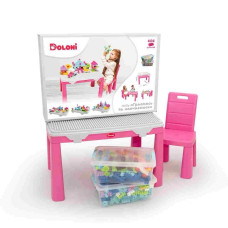 Набір "Граємось та навчаємось" (в наборі стіл, стілець, конструктор Набір для дівчат 404 деталі у контейнері для зберігання) артикул 04660/11