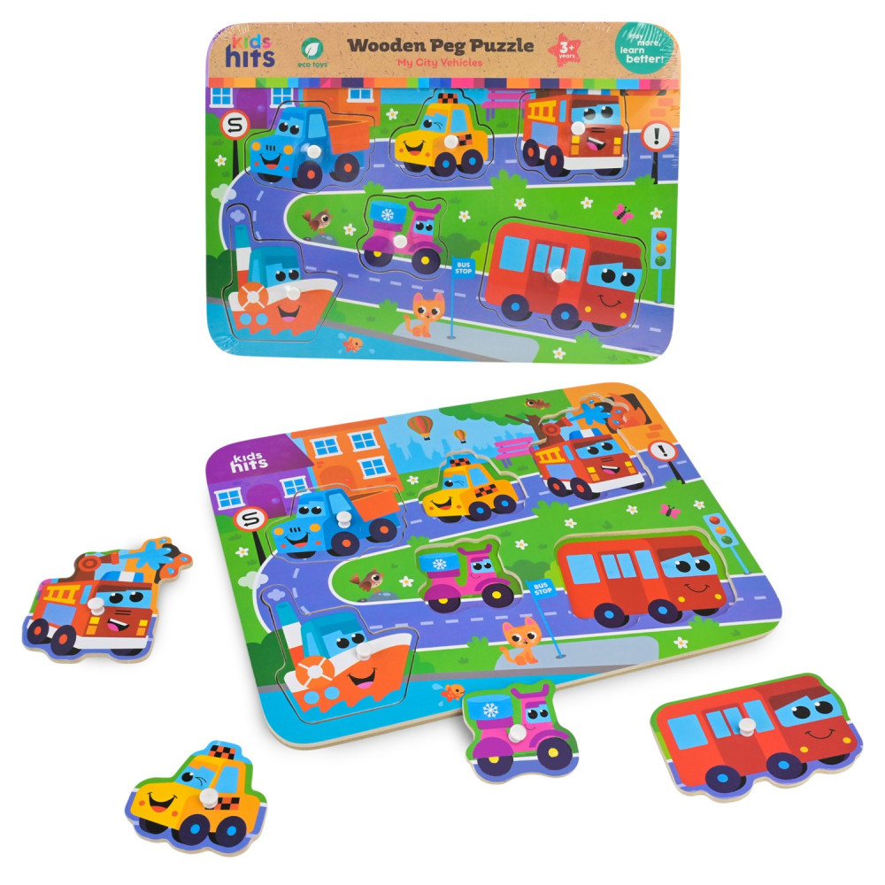 Дерев'яна іграшка Kids Hits арт. KH20/073 (44шт) пазли вкладиші плівка 30*22*2 см