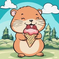 Набір для розпису по номерах для дітей "Літо. Хомячок з морозивом" 25х25см KHO1256