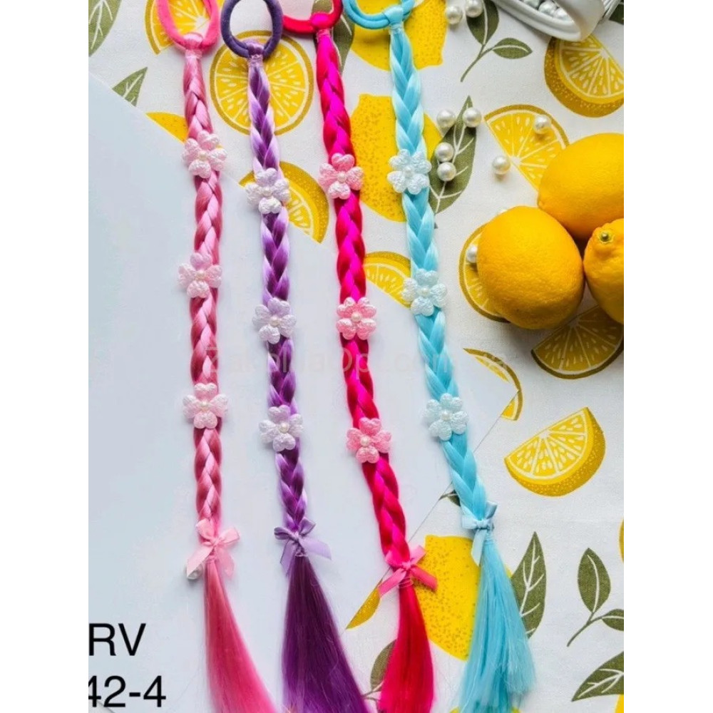 Пасми для волосся на резинці косичка квіточки (12 шт) ВН-42-4