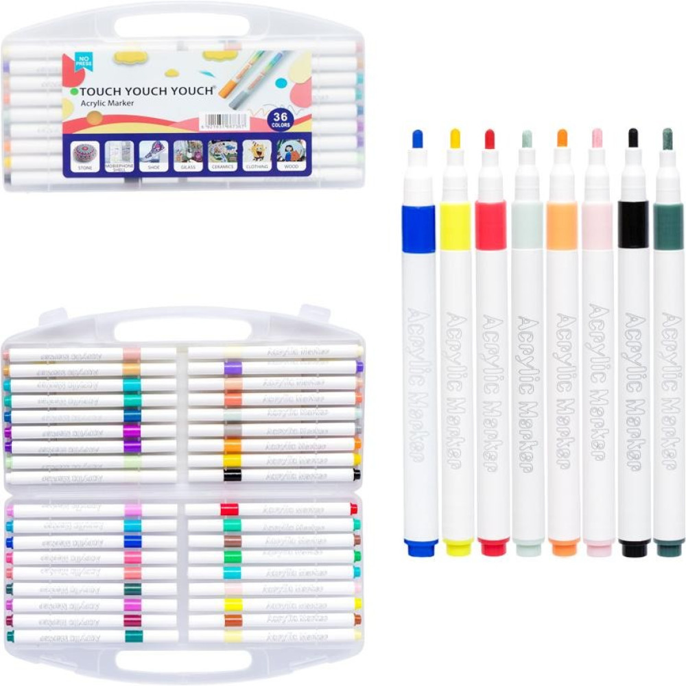 Маркер акриловий 36 кольорів A-922-36 у пластиковому боксі