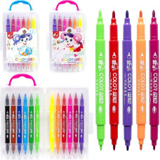 Фломастер двосторонній 12 кольорів 249-12 у пластиковому боксі (118625)