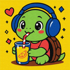 Набір для розпису по номерах для дітей "Черепашка пʼє лимонад" 25х25см KHO1289