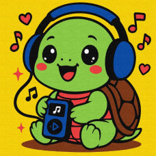 Набір для розпису по номерах для дітей "Черепашка слухає музику" 25х25см KHO1295