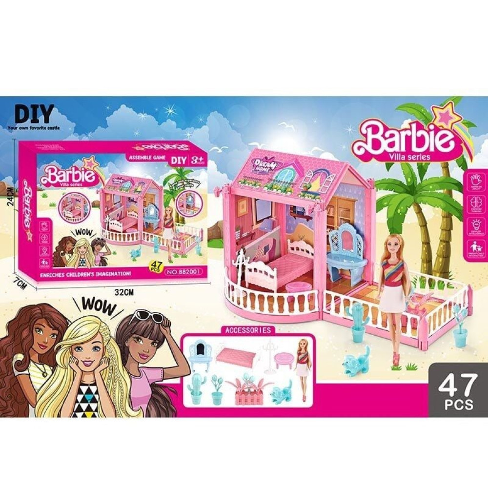 Будиночок BB 2001, 47 деталей, меблі, лялька, інструкція, в коробці