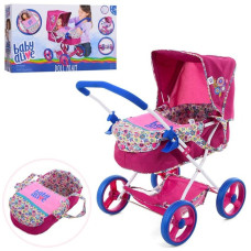 Коляска (4шт) для ляльки, класична, 63-38-57см, люлька-переноска,корзинка, в коробці,56-34-12см