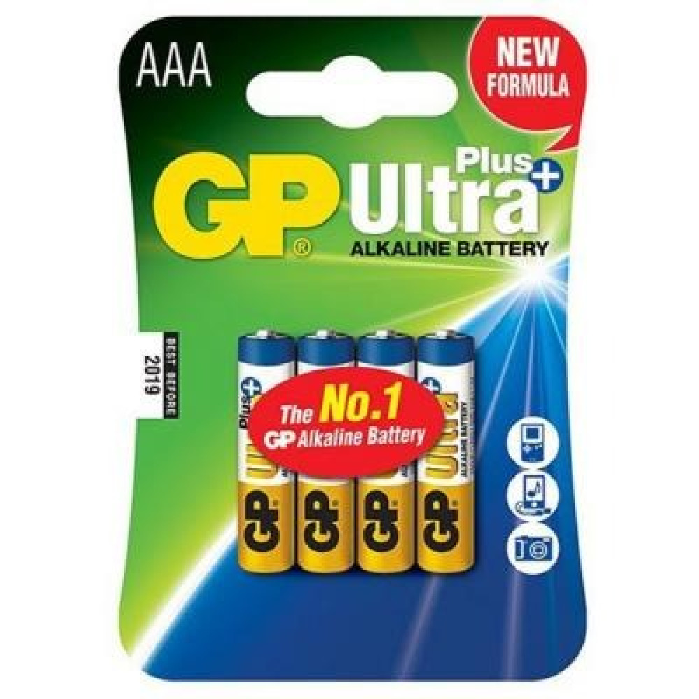 Батарейка GP ULTRA + ALKALINE 24AUPHM-2S2, лужна, LR03 AUP, ААА