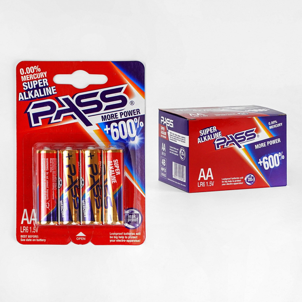 Батарейки "PASS" C56888 Alcaline, пальчикові, АА 1,5V