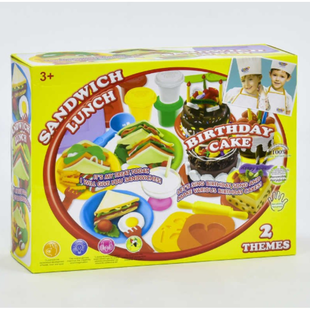 Тісто для ліпки 8328 (12) "Сендвіч-Ланч", 10 баночок тіста, аксесуари, ковпак, в коробці 40*13*30см