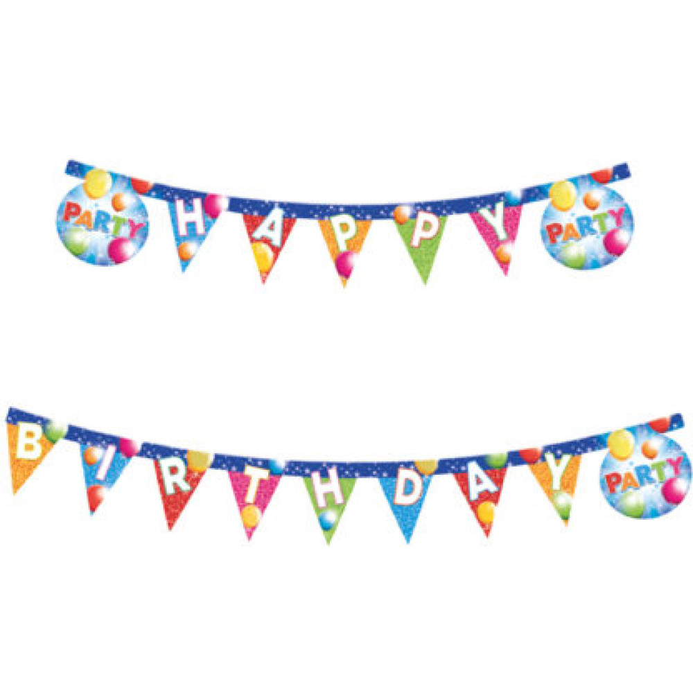 Вирізаний банер «Happy Birthday», Happy Birthday Streamers