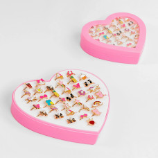 Набір прикрас С 55937 "Каблучки з емаллю", 36 штук в наборі, регулювання розміру, в коробці