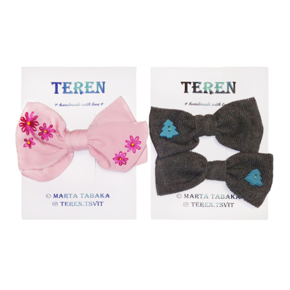 Бант для дівчаток вишитий на лляній тканині B-TER