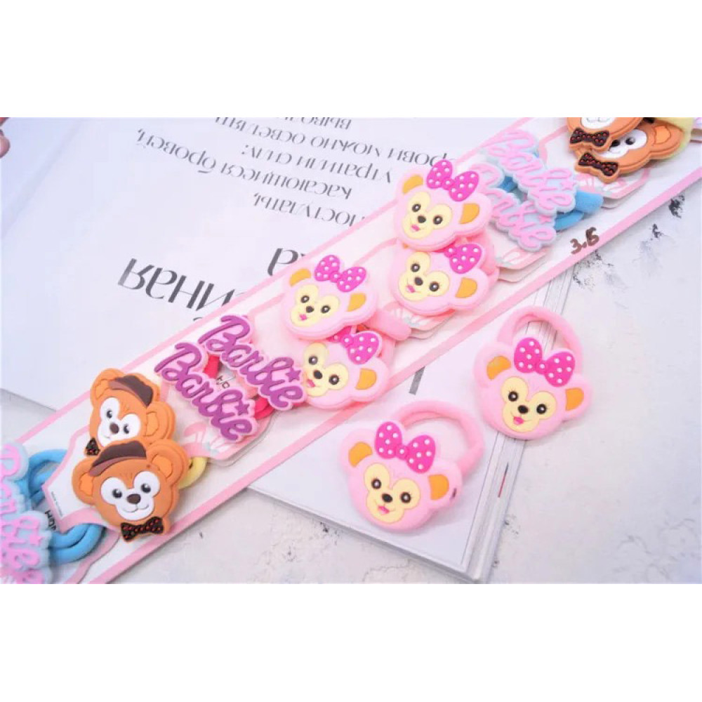 Гумка мікрофібра для волосся + ведмедик мікс 3 см 32-3.6-18