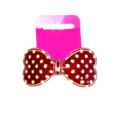 Заколка автомат Бантик в горошок LT-10051