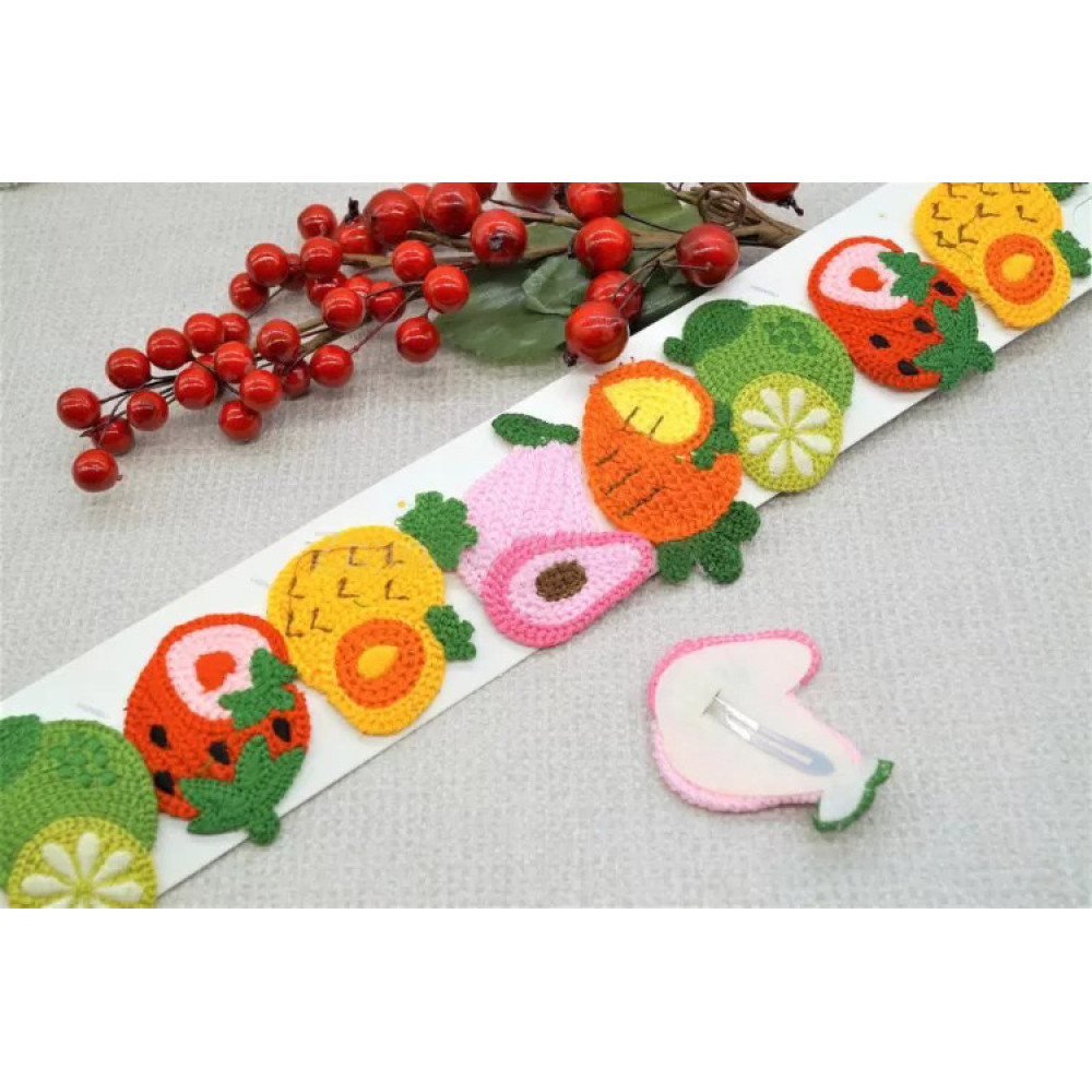 Заколка дитяча в'язана фруктики 6.5 см Л-6789