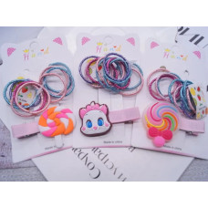Набір дитячий заколка + гумки тонкі асорті НАБ20-10