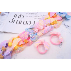 Резинка мікрофібра для волосся, крильця + звірята мордочки 4 см Р23-12-3