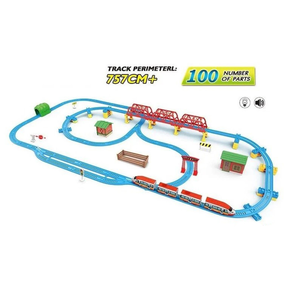 Залізниця 789-6, світло, звук, довжина колії 757 см, на батарейках, 100+ деталей, у коробці