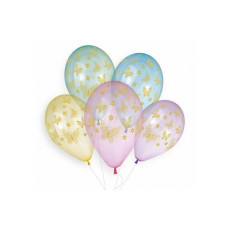 Куля латексна Gemar з печаткою GS120 "Золоті метелики" - кристал 13'