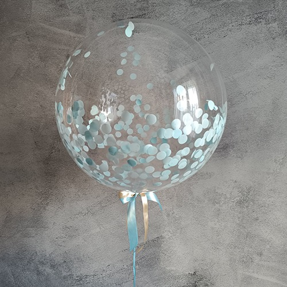 Кулька баблс з метафаном 36" срібне конфеті 2253