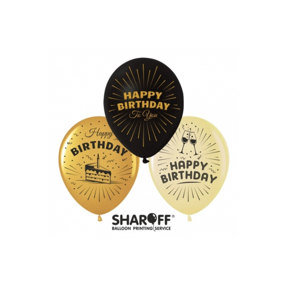 Латексна кулька Belbal "Happy Birthday гетсбі" металік 12992