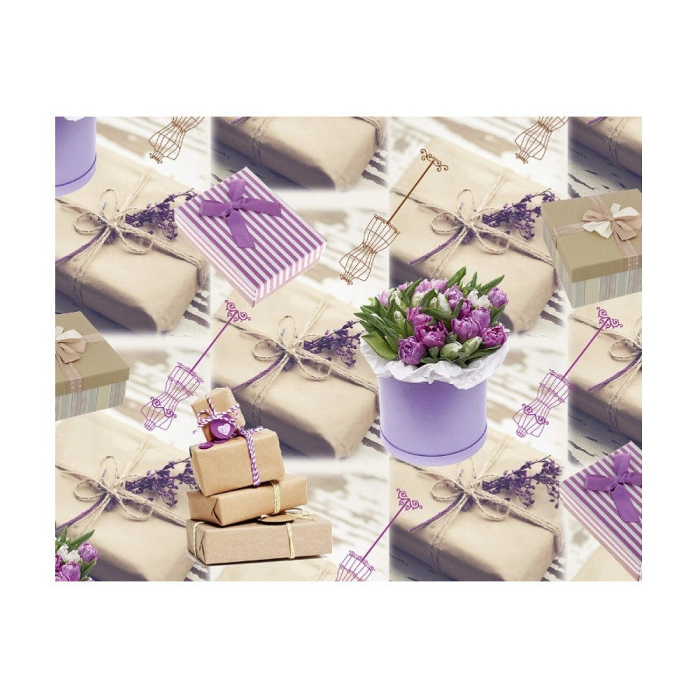 Пакувальний Папір (5 листів) "Квіти в коробці, подарунки крафт" (70×100 см) 08661