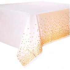 Скатертина Біла в золотий горох 1,37×1,83 м Поліетилен 95651 Китай