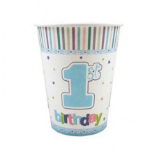 Стаканчик 1-й день народження блакитний 8 шт/уп F-080807