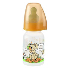 Скляна пляшка 125мл утому числі соска ортодонтична, антиколікрва, силікон (0-6міс) NIP 35014
