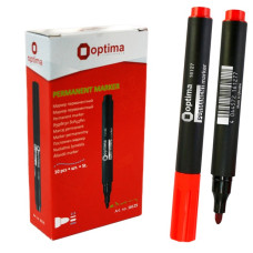 Маркер перманентний OPTIMA 2-3 мм круглий червоний (O16127)