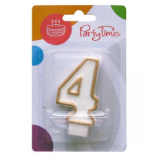 Свічка цифра "4", золотий контур