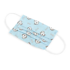 Маска медична дитяча для індивідуального захисту "ВОЛЕС", 3-шарова  з вушним зачепом, з малюнком, блакитна