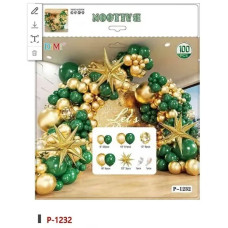 Набір для фотозони Фольгованих та латексних Куль Зелений, золотий хром QQL-1232