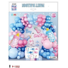 Набір для фотозони Фольгованих та латексних Куль Рожевий, блакитний, пляшечка QQL-1332