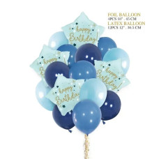 Набір фольгованих та латексних Кульок "Блакитний Happy Birthday" 14312
