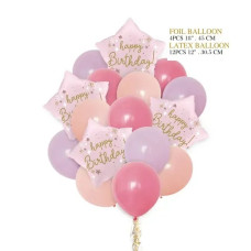 Набір фольгованих та латексних Кульок "Рожевий Happy Birthday" 14311