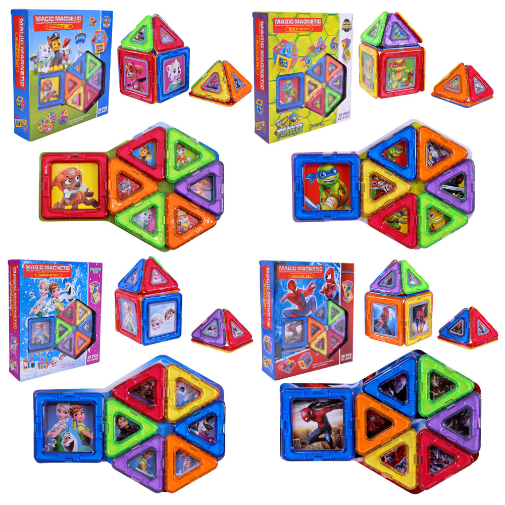 Конструктор магніт. арт. JH8833/34/35/97 (48шт/2) 4 віда микс, 26дет, короб. 21*5*22  см