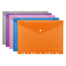 Папка пластикова на кнопці Economix А4 180 мкм фактура помаранч з перфорацією асорті (E31325)
