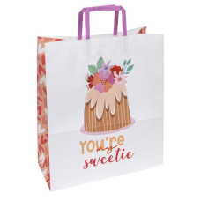 Пакет крафт, ручки - прямокутні паперові кольорові, 32х15х38 см, папір 100 г/ м2 Крафт колір Білий KGB 323815-46