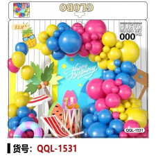 Набір для фотозони Фольгованих та латексних Куль Синій, фуксія, жовтий QQL-1531