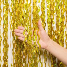 Хвиляста шторка для фотозони - золото голограма 1x2 м 13543