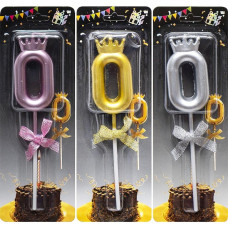 Свічка-цифра "0" з короною JY-1064 (111527)