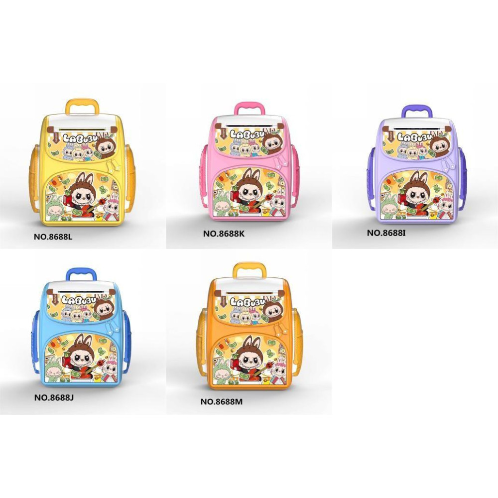 Банківський термінал LB483-84-85-86-87 (24шт) LBB, рюкзак, 21-19-10см, сейф з кодом,затягує купюри,музика,звук,світло, гроші, 5 кольорів, на бат-ці, в