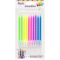 Набір свічок для торта "Неоновые" 10 штук длинные микс 10-93